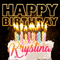 Krystina - Animated Happy Birthday Cake GIF Image for WhatsApp