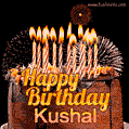 Chocolate Happy Birthday Cake for Kushal (GIF)