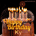Chocolate Happy Birthday Cake for Ky (GIF)