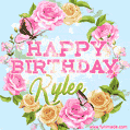 Beautiful Birthday Flowers Card for Kylee with Animated Butterflies