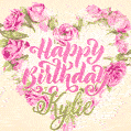 Pink rose heart shaped bouquet - Happy Birthday Card for Kylie