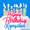 Happy Birthday GIF for Kyngston with Birthday Cake and Lit Candles