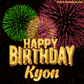 Wishing You A Happy Birthday, Kyon! Best fireworks GIF animated greeting card.