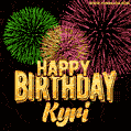 Wishing You A Happy Birthday, Kyri! Best fireworks GIF animated greeting card.