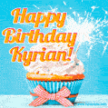 Happy Birthday, Kyrian! Elegant cupcake with a sparkler.