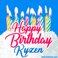Happy Birthday GIF for Kyzen with Birthday Cake and Lit Candles