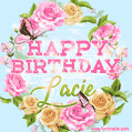 Beautiful Birthday Flowers Card for Lacie with Animated Butterflies