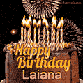 Chocolate Happy Birthday Cake for Laiana (GIF)