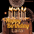 Chocolate Happy Birthday Cake for Laila (GIF)