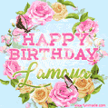 Beautiful Birthday Flowers Card for Lamaya with Animated Butterflies