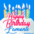 Happy Birthday GIF for Lamonte with Birthday Cake and Lit Candles