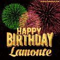 Wishing You A Happy Birthday, Lamonte! Best fireworks GIF animated greeting card.