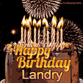 Chocolate Happy Birthday Cake for Landry (GIF)