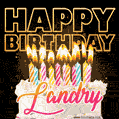 Landry - Animated Happy Birthday Cake GIF Image for WhatsApp