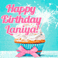 Happy Birthday Laniya! Elegang Sparkling Cupcake GIF Image.