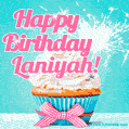 Happy Birthday Laniyah! Elegang Sparkling Cupcake GIF Image.