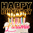 Laramie - Animated Happy Birthday Cake GIF Image for WhatsApp