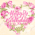 Pink rose heart shaped bouquet - Happy Birthday Card for Lark