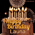 Chocolate Happy Birthday Cake for Launa (GIF)