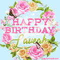 Beautiful Birthday Flowers Card for Laveah with Animated Butterflies