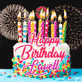 Amazing Animated GIF Image for Lavell with Birthday Cake and Fireworks