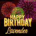 Wishing You A Happy Birthday, Lavender! Best fireworks GIF animated greeting card.