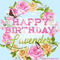 Beautiful Birthday Flowers Card for Lavender with Animated Butterflies