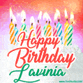 Happy Birthday GIF for Lavinia with Birthday Cake and Lit Candles