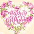 Pink rose heart shaped bouquet - Happy Birthday Card for Layla