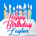 Happy Birthday GIF for Layton with Birthday Cake and Lit Candles