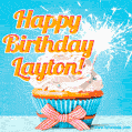 Happy Birthday, Layton! Elegant cupcake with a sparkler.