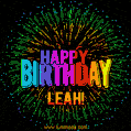 New Bursting with Colors Happy Birthday Leah GIF and Video with Music