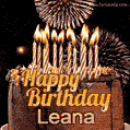Chocolate Happy Birthday Cake for Leana (GIF)