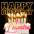 Leandro - Animated Happy Birthday Cake GIF for WhatsApp