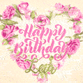 Pink rose heart shaped bouquet - Happy Birthday Card for Leia