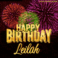 Wishing You A Happy Birthday, Leilah! Best fireworks GIF animated greeting card.
