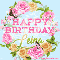 Beautiful Birthday Flowers Card for Leina with Animated Butterflies