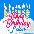 Happy Birthday GIF for Lelan with Birthday Cake and Lit Candles