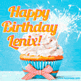 Happy Birthday, Lenix! Elegant cupcake with a sparkler.