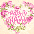 Pink rose heart shaped bouquet - Happy Birthday Card for Lennie