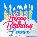 Happy Birthday GIF for Lennix with Birthday Cake and Lit Candles