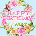 Beautiful Birthday Flowers Card for Lenox with Animated Butterflies