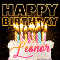 Leonor - Animated Happy Birthday Cake GIF Image for WhatsApp