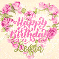 Pink rose heart shaped bouquet - Happy Birthday Card for Leora