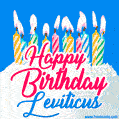 Happy Birthday GIF for Leviticus with Birthday Cake and Lit Candles