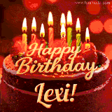 Beautifully decorated red velvet berry birthday cake with vibrant fruits and a glowing 'Lexi' name, adding a touch of sweetness and sparkle.