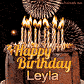 Chocolate Happy Birthday Cake for Leyla (GIF)