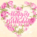 Pink rose heart shaped bouquet - Happy Birthday Card for Lia