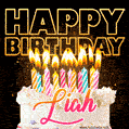 Liah - Animated Happy Birthday Cake GIF Image for WhatsApp