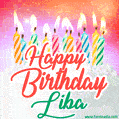 Happy Birthday GIF for Liba with Birthday Cake and Lit Candles
